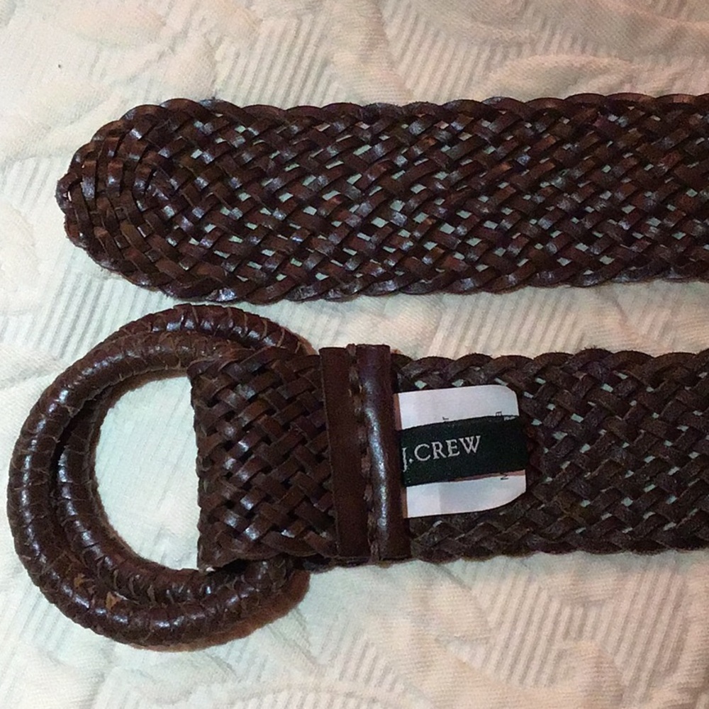 J Crew rich brown leather braided belt, Size S/M
